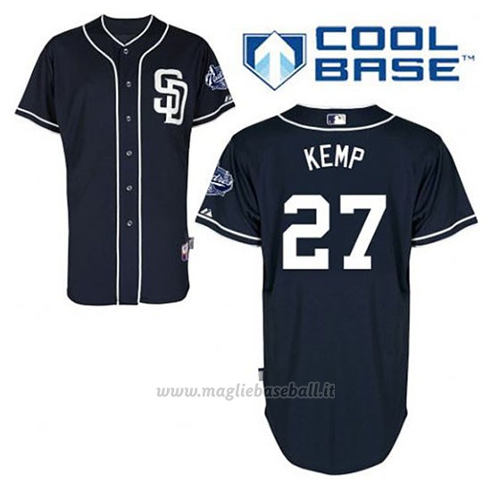 Maglia Baseball Uomo San Diego Padres Matt Kemp 27 Blu Blu Alterner Cool Base